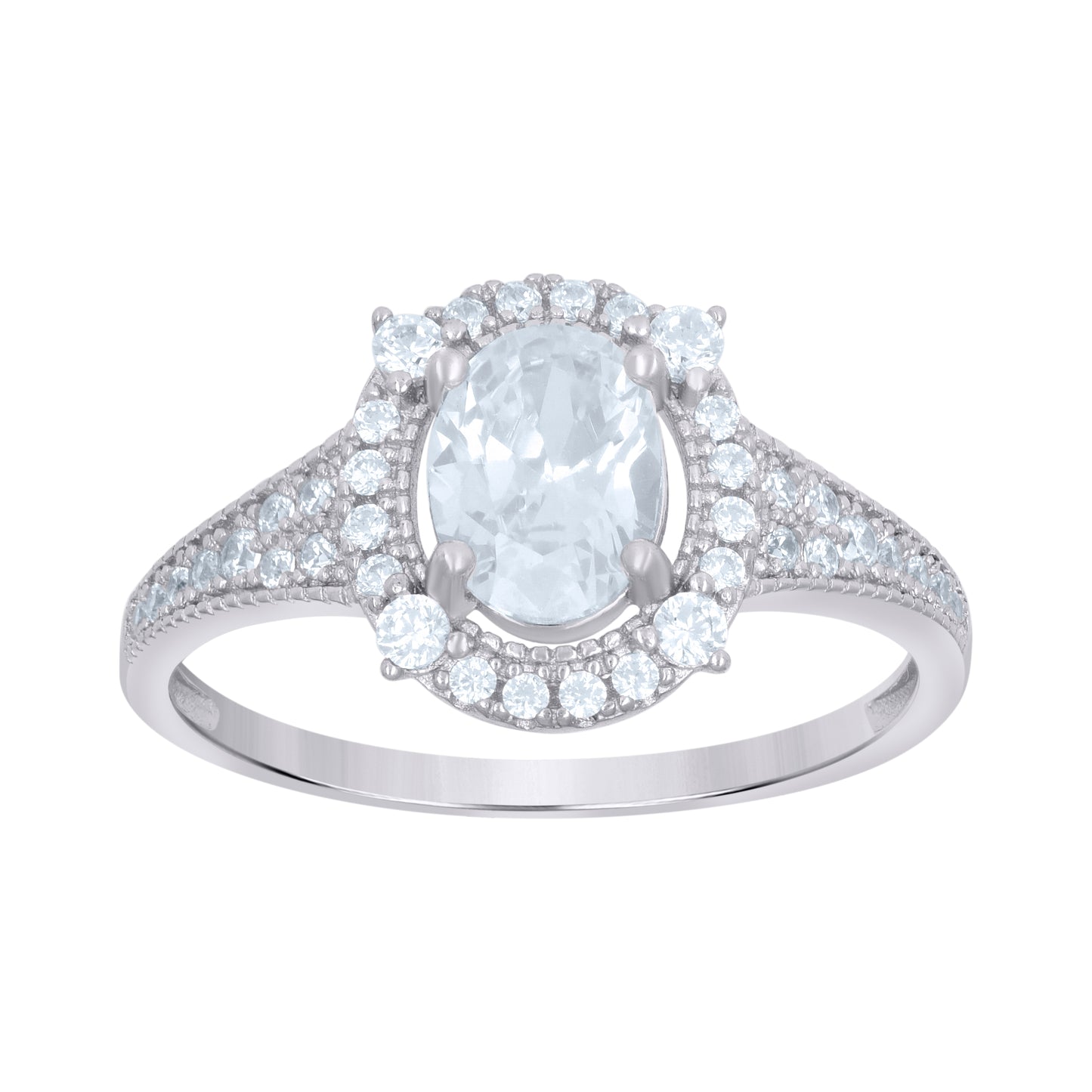 Sterling Silver Womens Round Oval Cubic-Zirconia Fashion Bridal Anniversary Wedding Engagement Band Ring