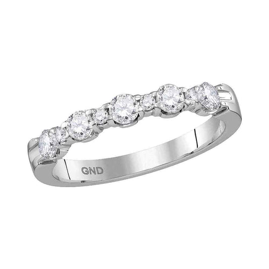 14K White Gold Womens Round Diamond Wedding Anniversary Band Ring 1/2 Cttw, Womens Size: 5-10