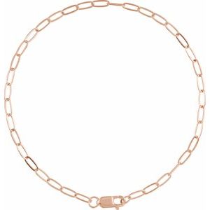 10K Yellow Or White Or Rose Gold 2.1 mm Lobster Clasp Paperclip-Style 7" Chain
