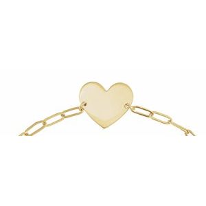 14K Yellow Gold 11 X 11 Mm 7 In Polished Engravable Heart Bracelet