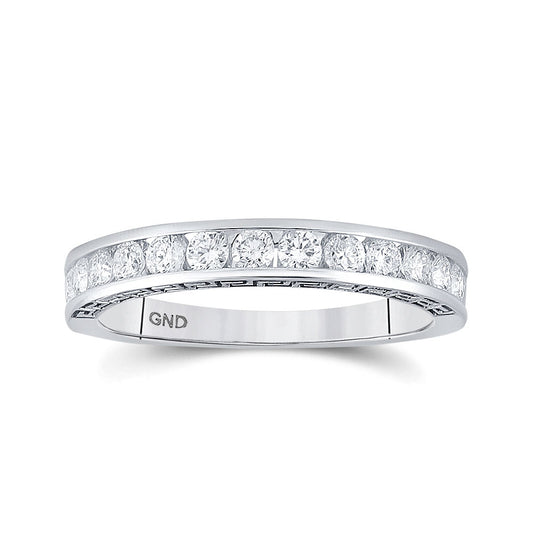 14K White Gold Womens Round Diamond Wedding Band 1/2 Cttw, Womens Size: 5-10