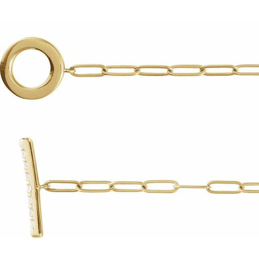 14K Yellow Gold  Round 1.5 Mm 7 In I1, G-H Polished 1/10 Ctw Diamond Toggle Bracelet
