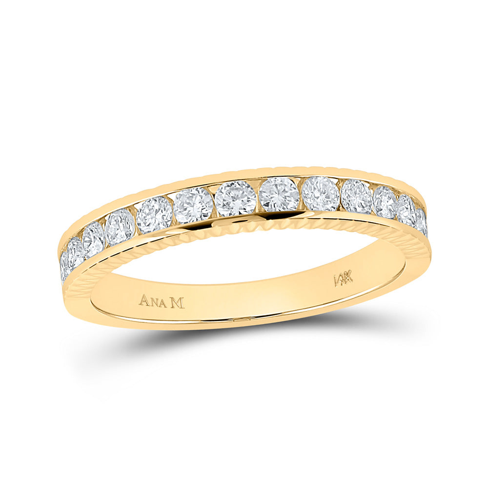 14K Yellow Gold Womens Round Diamond Wedding Anniversary Band 1/2 Cttw, Womens Size: 5-10