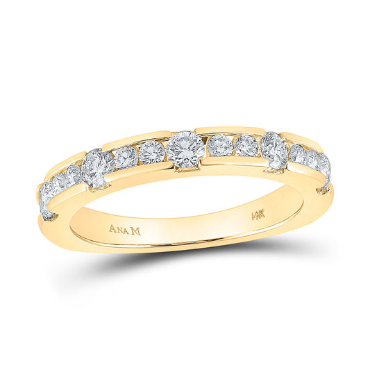 14K Yellow Gold Womens Round Diamond Wedding Single Row Band 3/4 Cttw, Womens Size: 5-10