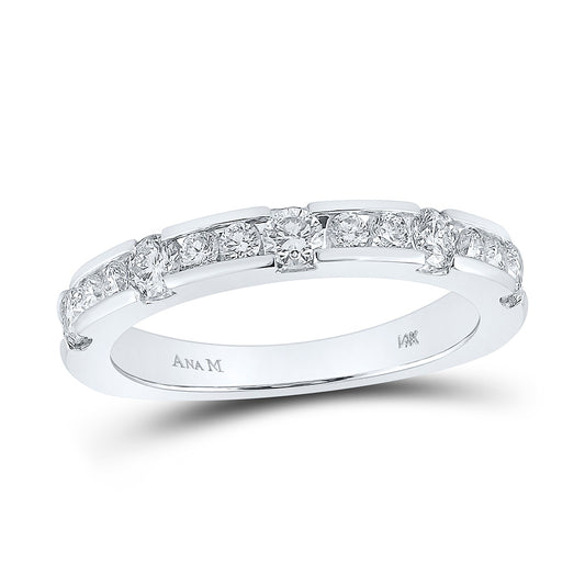 14K White Gold Womens Machine-set Round Diamond Wedding Band Ring 3/4 Cttw, Womens Size: 5-10