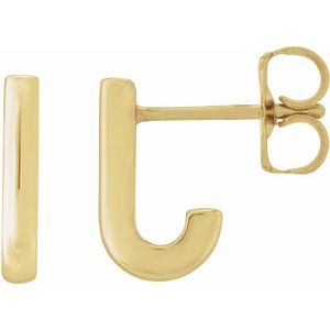 14K Yellow Gold J-Hoop Earrings