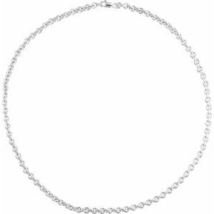 Sterling Silver Lobster Clasp Cable Chain, Length: 16 In, Width: 4.4 Mm