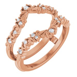 14K Rose Gold  Round 1.5 Mm  Polished 1/6 Ctw Natural Diamond Ring Guard Size 7