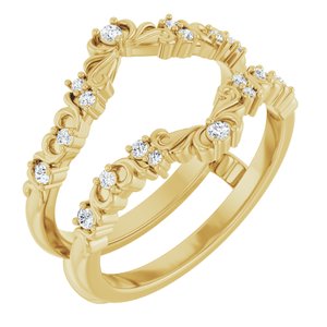 14K Yellow Gold Round  1.5 Mm Polished 1/6 Ctw Natural Diamond Ring Guard Size 7