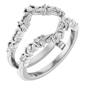 Platinum Round 1.5 Mm Polished 1/6 Ctw Natural Diamond Ring Guard Size 7