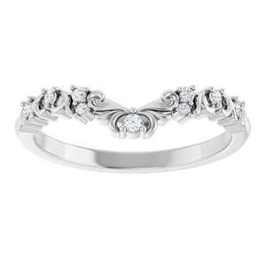 14K White Gold Natural Diamond Round 1.5 Mm Natural Diamond Polished .07 Ctw Natural Diamond Contour Band Size 7