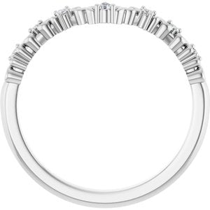 14K White Gold Natural Diamond Round 1.5 Mm Natural Diamond Polished .07 Ctw Natural Diamond Contour Band Size 7