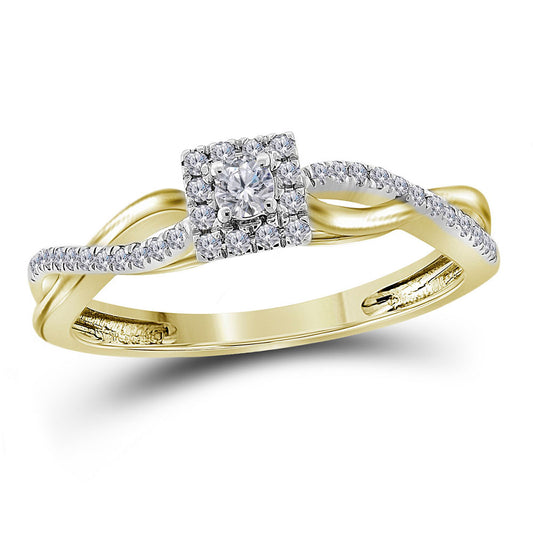 10K Yellow Gold Womens Round Diamond Solitaire Promise Ring 1/5 Cttw, Womens Size: 5-10
