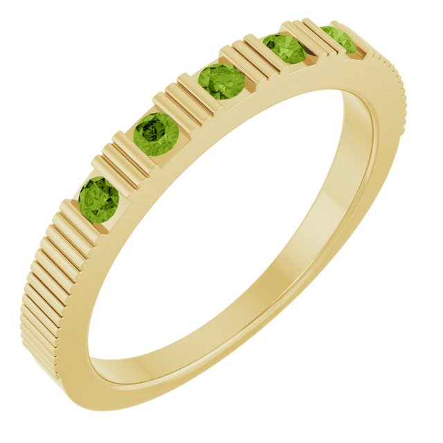 14K Yellow Gold Round 2 Mm Polished Natural Peridot Stackable Birthstone Ring, Size 7
