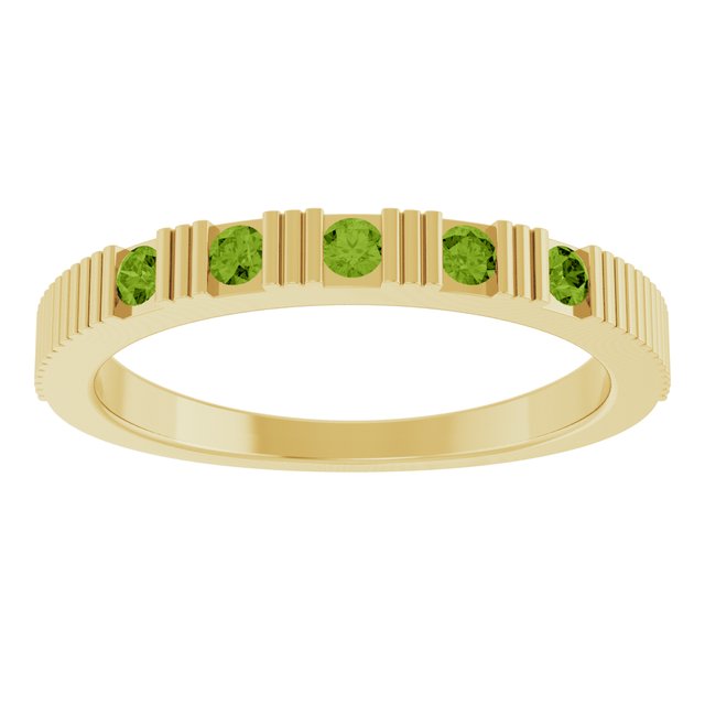 14K Yellow Gold Round 2 Mm Polished Natural Peridot Stackable Birthstone Ring, Size 7