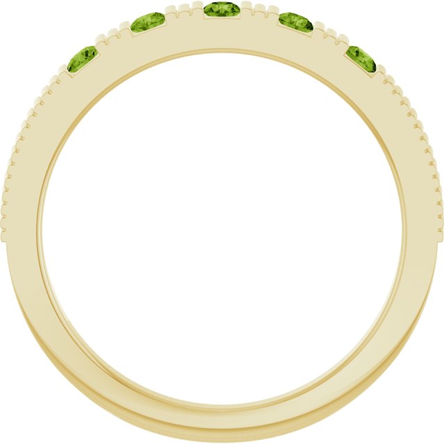 14K Yellow Gold Round 2 Mm Polished Natural Peridot Stackable Birthstone Ring, Size 7