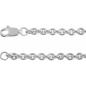 Sterling Silver Lobster Clasp Cable Chain, Length: 18 In, Width: 2.8 Mm