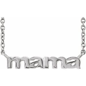 Sterling Silver 19.4 X 4.19 Mm 16 In Polished Petite Mama Necklace