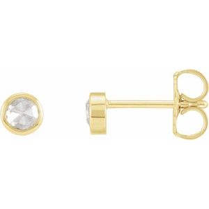 14K Yellow Gold Round 1.5Mm Vs/Si1, Ghi .03 Ctw Natural Diamond Rose-Cut Bezel-set Friction Back Solitaire Earrings