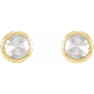 14K Yellow Gold Round 1.5Mm Vs/Si1, Ghi .03 Ctw Natural Diamond Rose-Cut Bezel-set Friction Back Solitaire Earrings