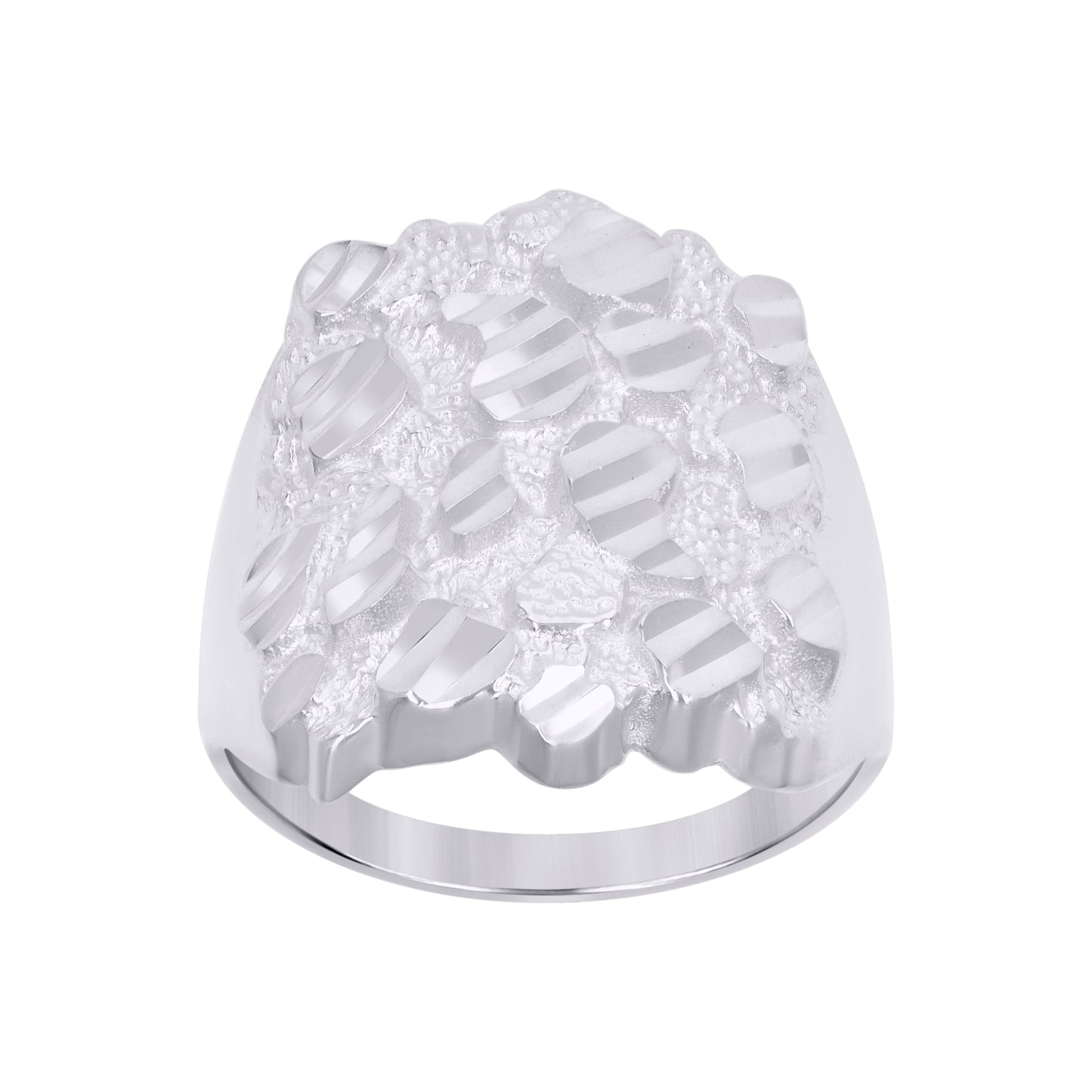 Sterling Silver Men's Diamond-Cut Nugget Fashion Bridal Anniversary Wedding Engagement Band Ring