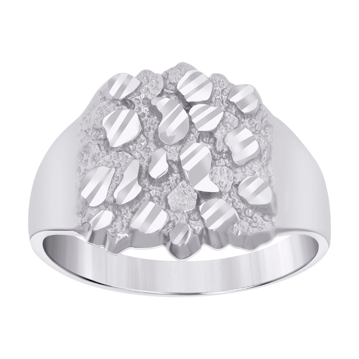 Sterling Silver Women's Diamond-Cut Nugget Bridal Anniversary Wedding Engagement Band Ring