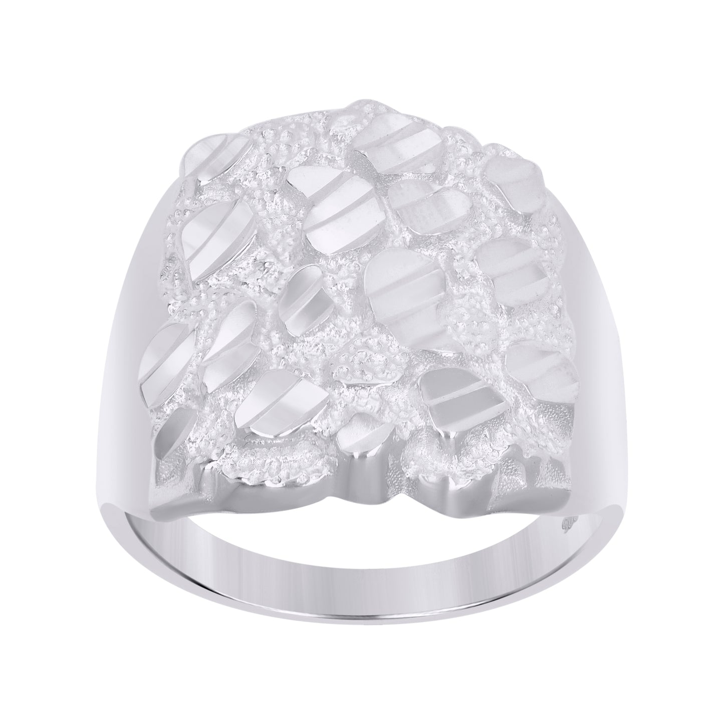 Sterling Silver Mens Diamond-Cut Nugget Fashion Bridal Anniversary Wedding Engagement Band Ring