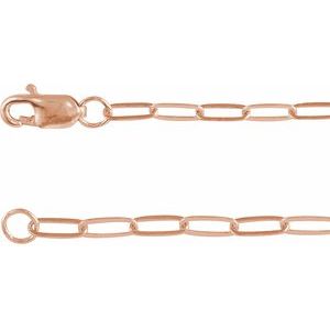 10K Yellow Or White Or Rose Gold 2.1 mm Lobster Clasp Paperclip-Style Chain