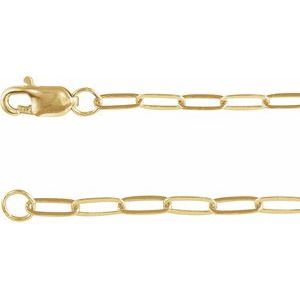 10K Yellow Or White Or Rose Gold 2.1 mm Lobster Clasp Paperclip-Style Chain