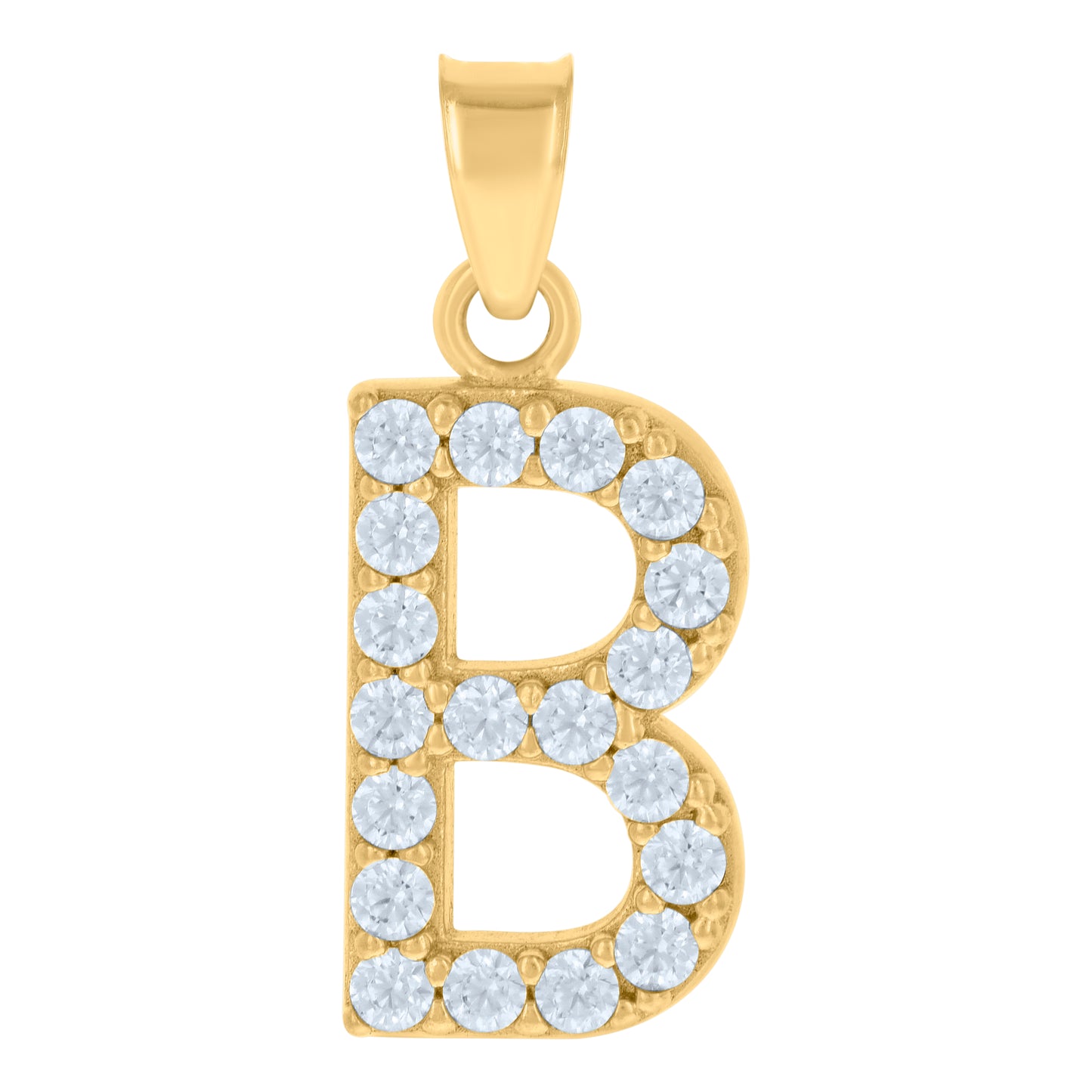 10K Yellow Gold Unisex Cubic-Zirconia Initial Alphabet Charm Pendant