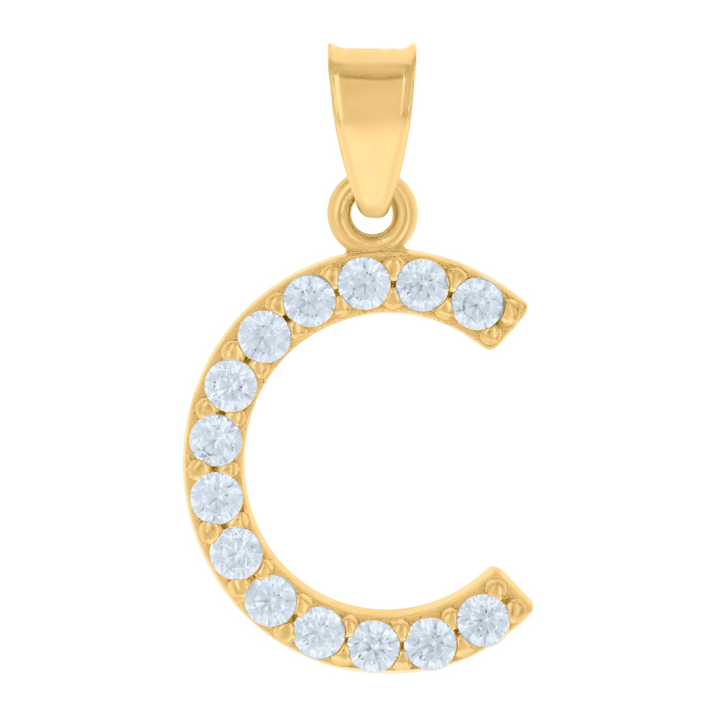 10K Yellow Gold Unisex Cubic-Zirconia Initial Alphabet Charm Pendant