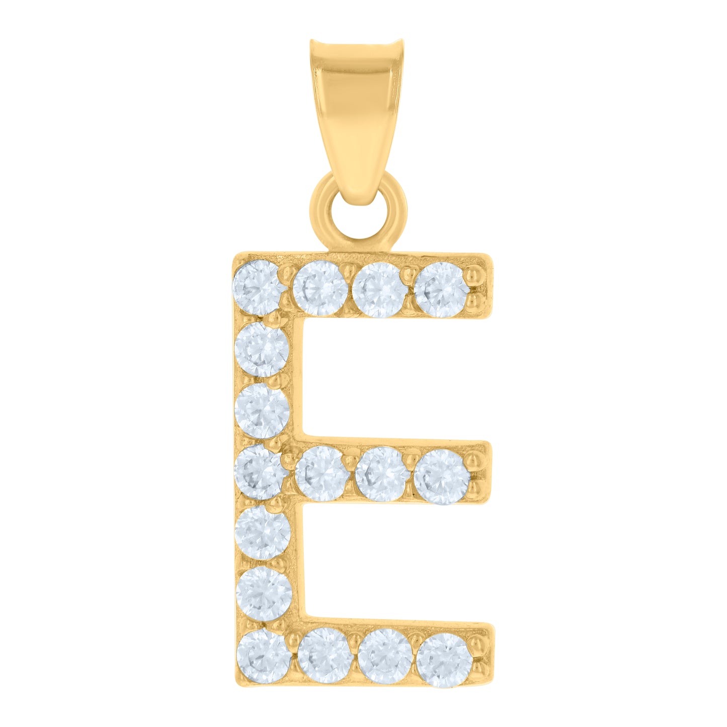 10K Yellow Gold Unisex Cubic-Zirconia Initial Alphabet Charm Pendant