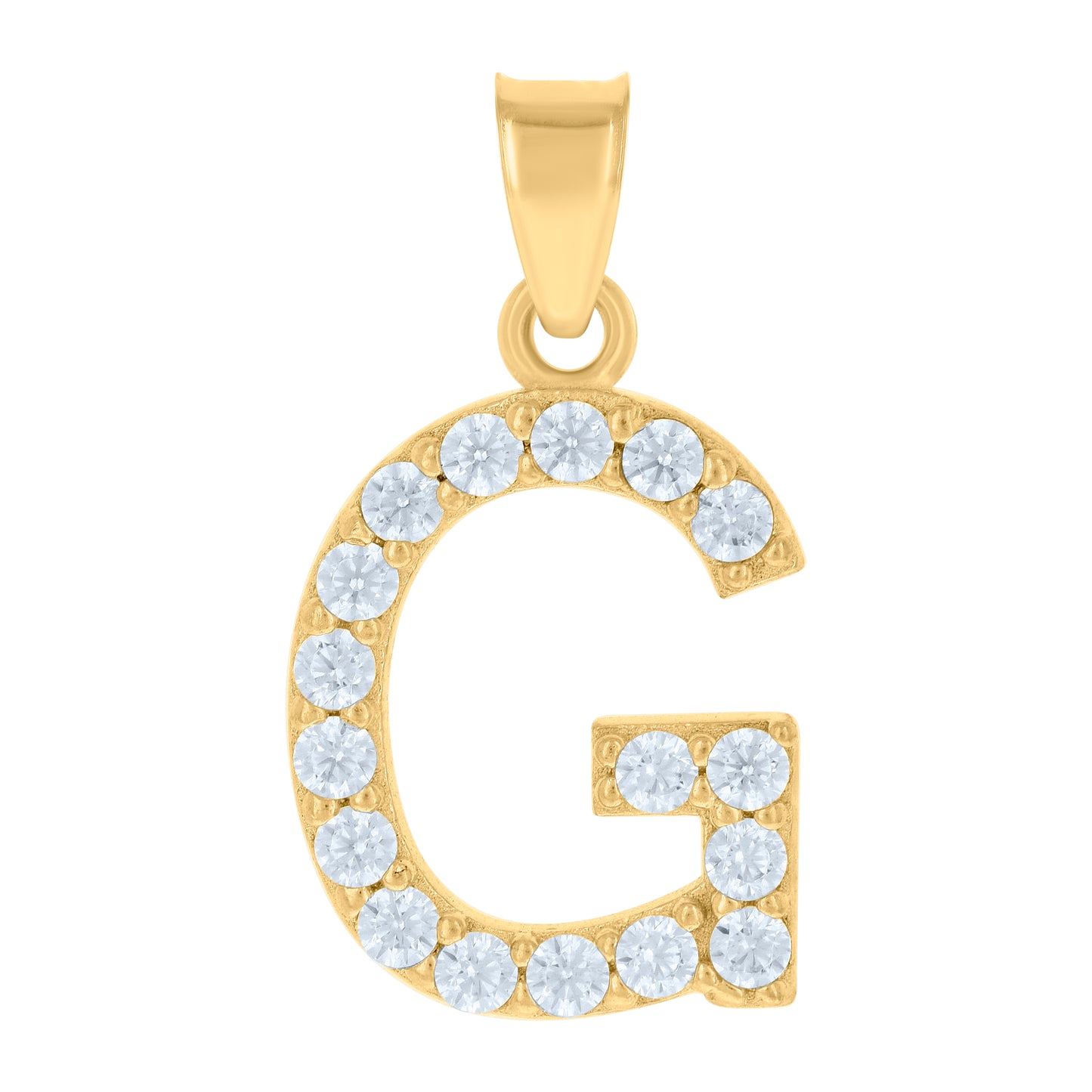 10K Yellow Gold Unisex Cubic-Zirconia Initial Alphabet Charm Pendant