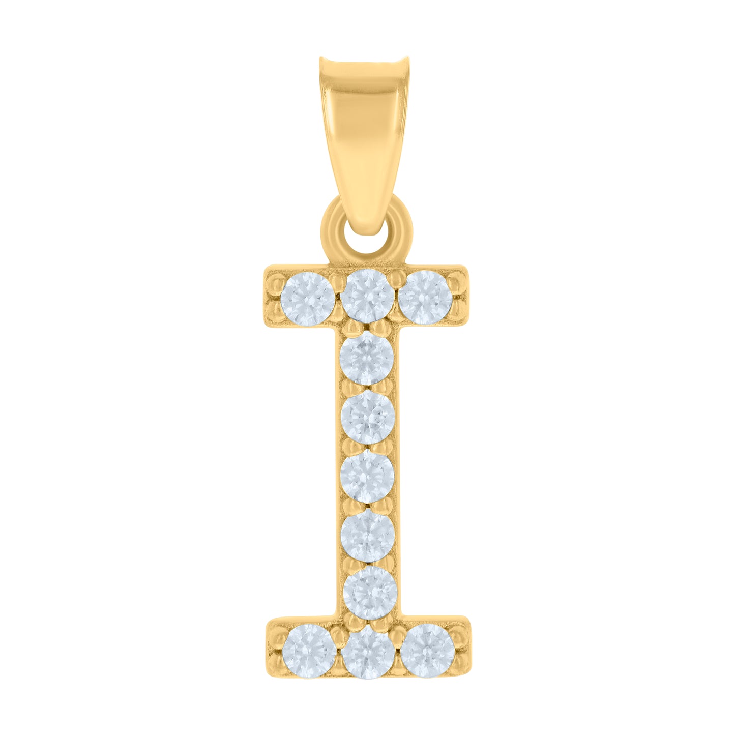 10K Yellow Gold Unisex Cubic-Zirconia Initial Alphabet Charm Pendant