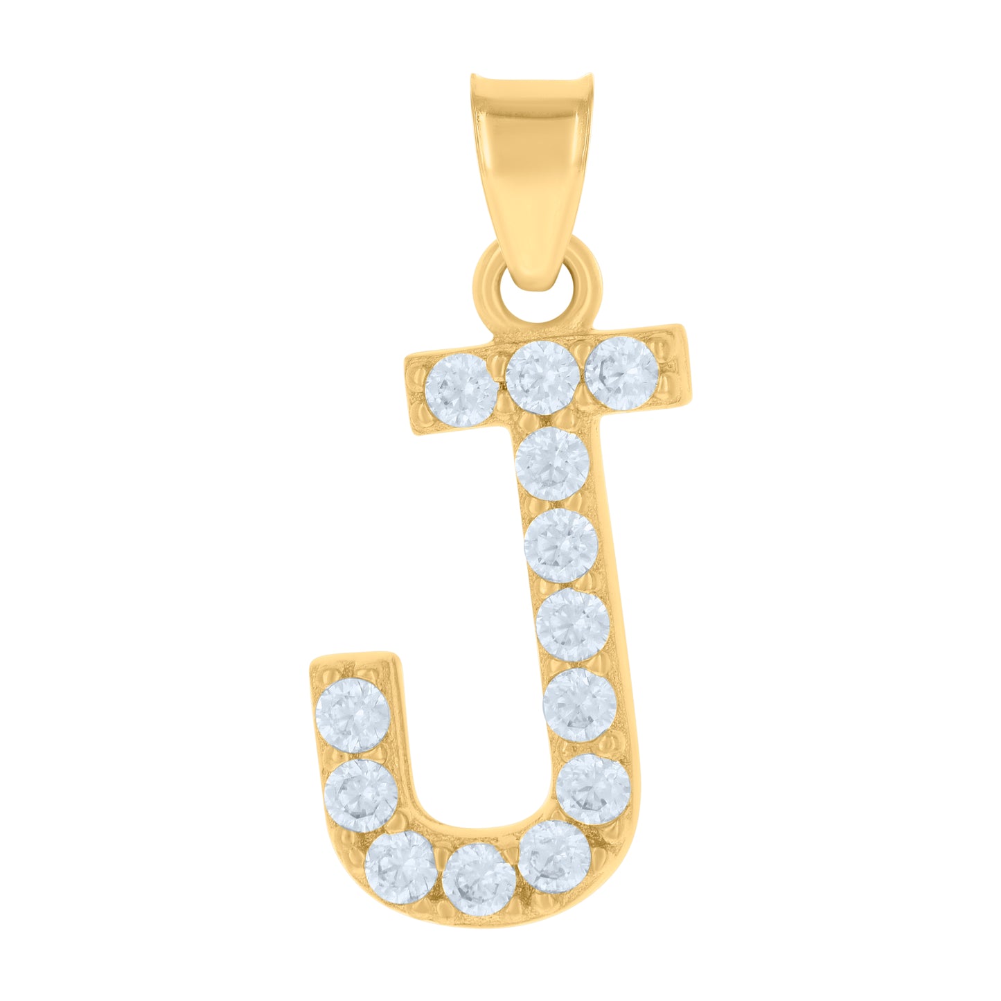 10K Yellow Gold Unisex Cubic-Zirconia Initial Alphabet Charm Pendant