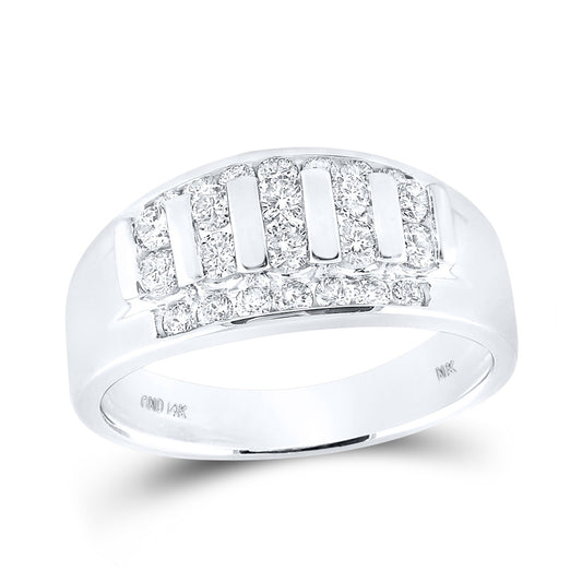 10K White Gold Mens Round Channel-set Diamond Raised Wedding Band 1 Cttw, Mens Size: 7-13
