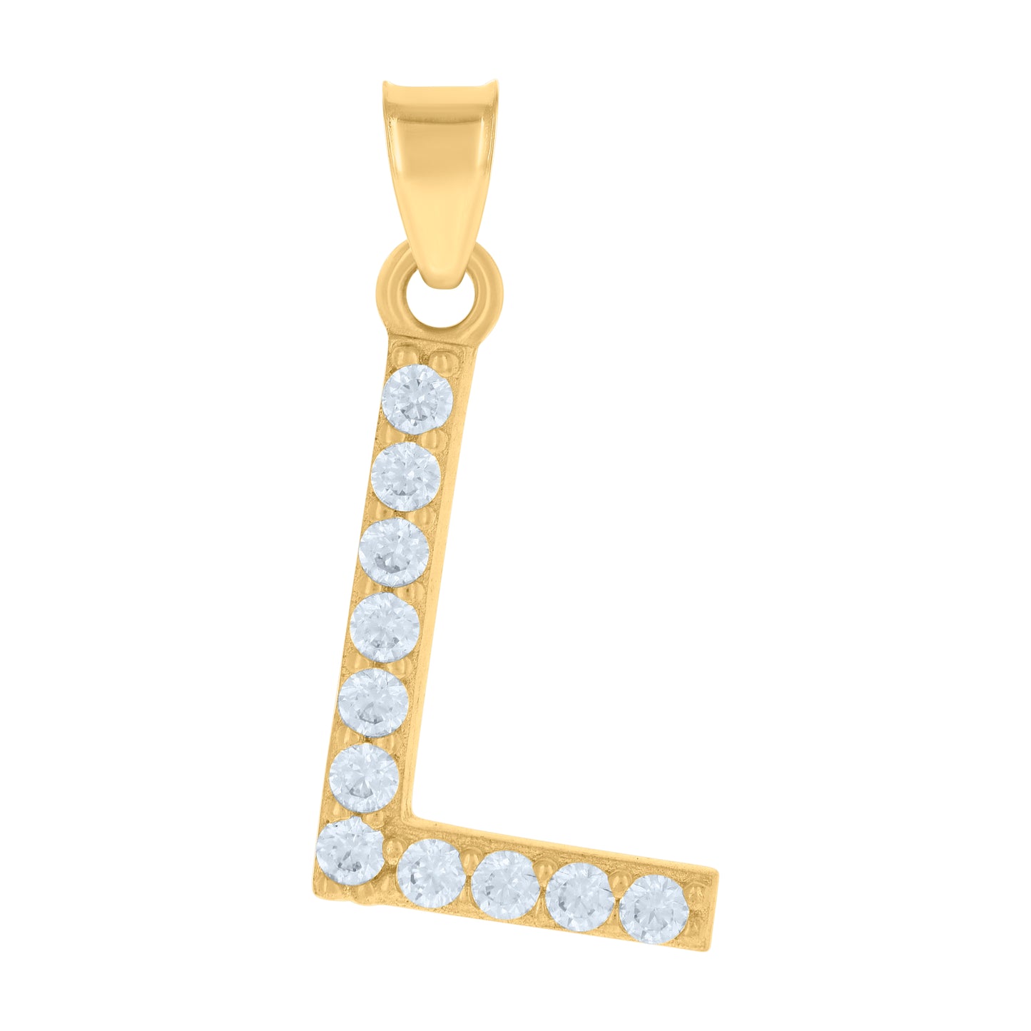 10K Yellow Gold Unisex Cubic-Zirconia Initial Alphabet Charm Pendant