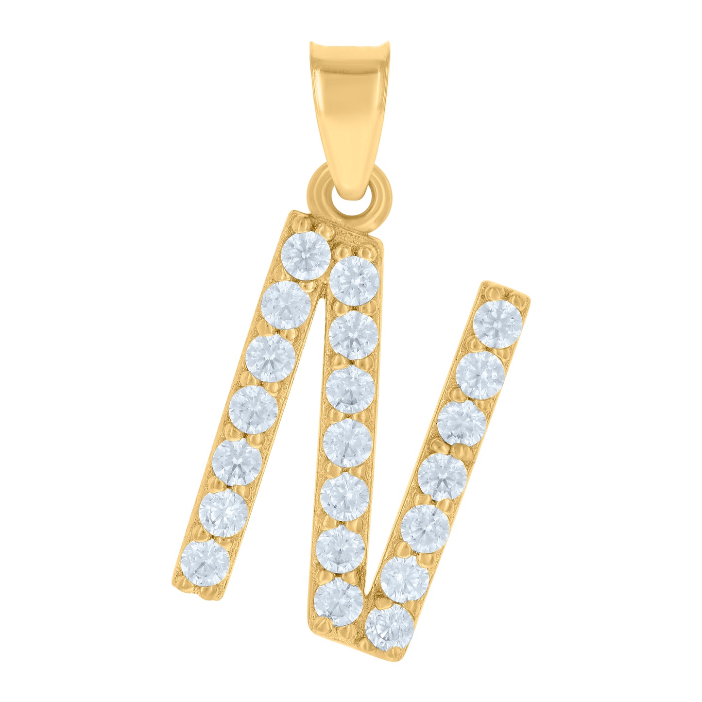 10K Yellow Gold Unisex Cubic-Zirconia Initial Alphabet Charm Pendant
