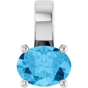 Sterling Silver Oval 8 X 6 Mm Natural Swiss Blue Topaz Pendant
