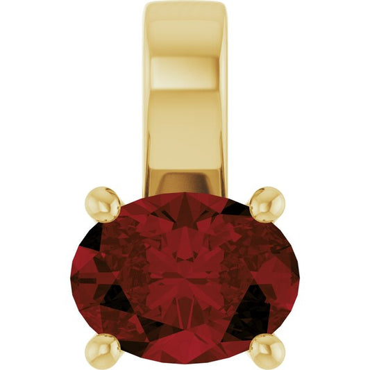 14K Yellow Gold Oval  8 X 6 Mm Polished Natural Mozambique Garnet Pendant