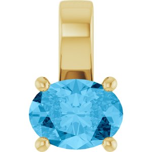 14K Yellow Gold Oval 8 X 6 Mm Natural Swiss Blue Topaz Pendant