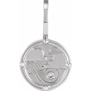 14K White Gold Round 1.5 Mm G-H I1 .015 Ct Natural Diamond Air Element Pendant