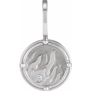 14K White Gold Round 1.5 Mm G-H I1 .015 Ct Natural Diamond Fire Element Pendant