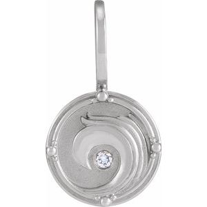 14K White Gold Round 1.5 Mm G-H I1 .015 Ct Natural Diamond Water Element Pendant