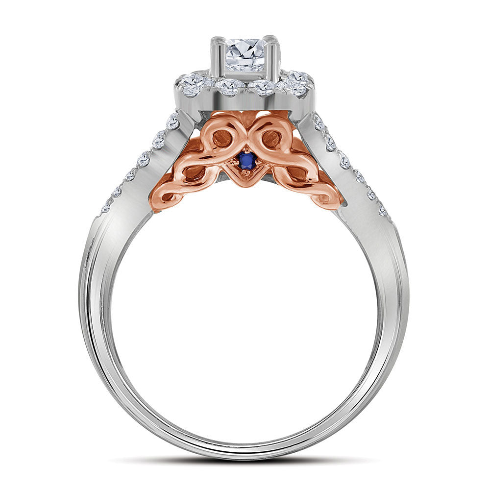 14K Two-tone Gold Round Diamond Bridal Wedding Ring Band Set 1 Cttw, Womens Size: 5-10