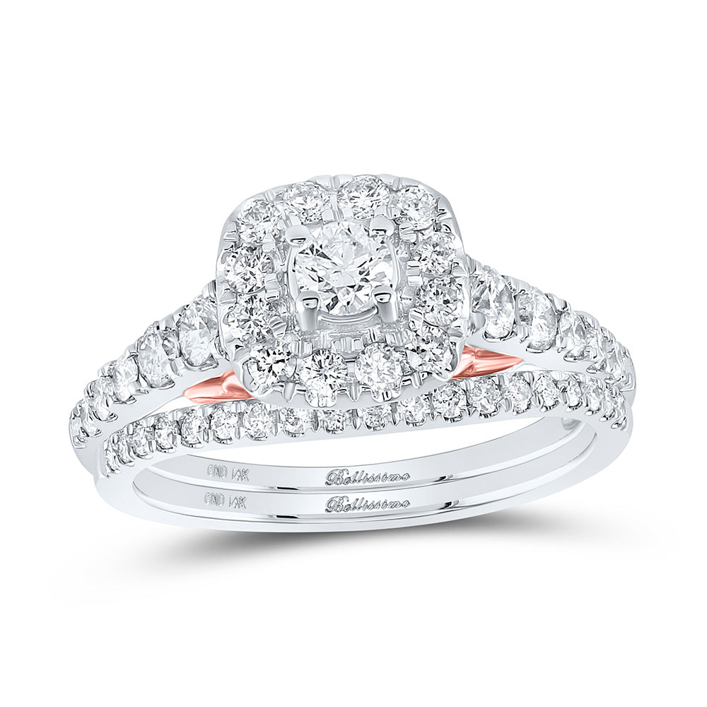 14K Two-tone Gold Round Diamond Bridal Wedding Ring Band Set 1 Cttw, Womens Size: 5-10