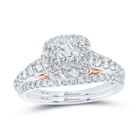 14K Two-tone Gold Round Diamond Bridal Wedding Ring Band Set 1 Cttw, Womens Size: 5-10