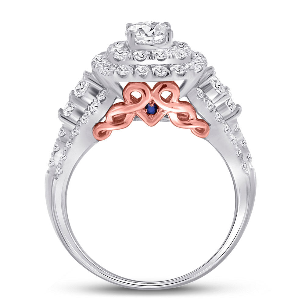 14K Two-tone Gold Round Diamond Bridal Wedding Ring Band Set 2 Cttw, Womens Size: 5-10