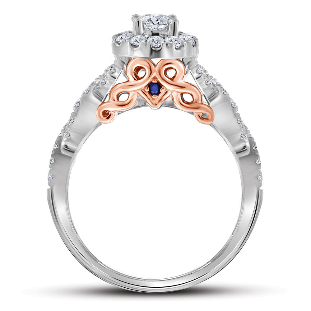 14K Two-tone Gold Round Diamond Bridal Wedding Ring Band Set 1 Cttw, Womens Size: 5-10