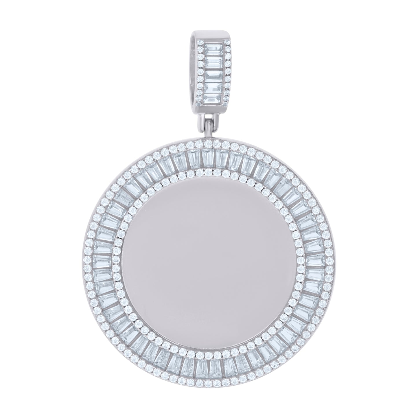 Sterling Silver Or Yellow-Tone Unisex Cubic-Zirconia Picture Frame Pendant